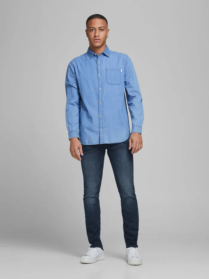 Slim and Straight Jeans JACK and JONES Mens TIM ORIGINAL CJ 925 SLIMSTRAIGHT FIT JEANS Blue Blue Denim
