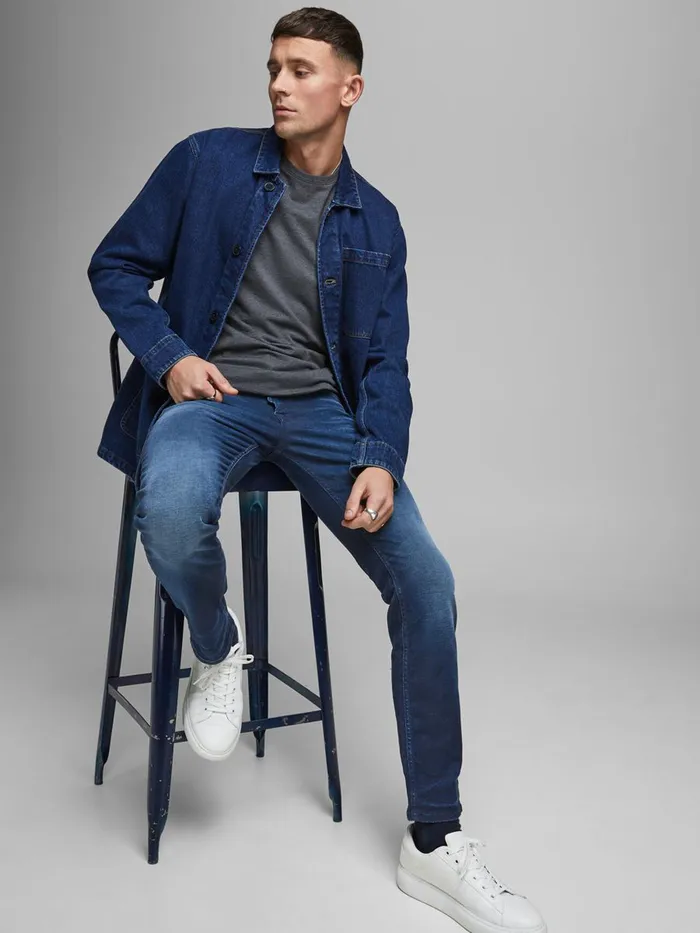 Slim and Straight Jeans JACK and JONES Mens TIM ORIGINAL JJ 267 SLIMSTRAIGHT FIT JEANS Blue Blue Denim