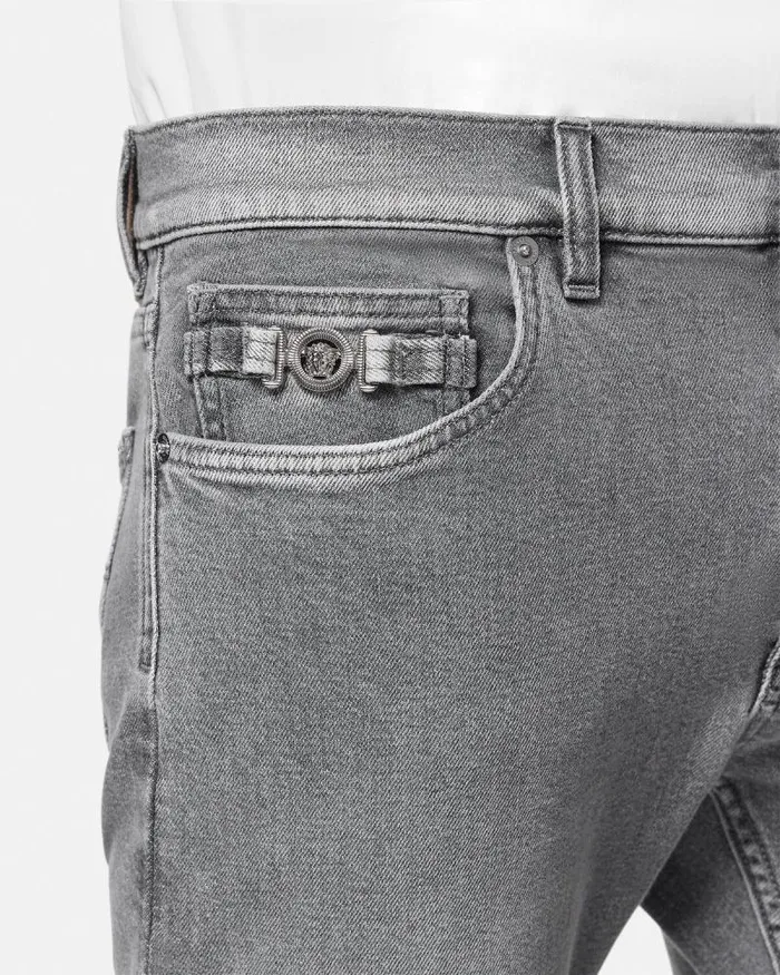 SlimFit Jeans Gray Men Versace Pants and Shorts