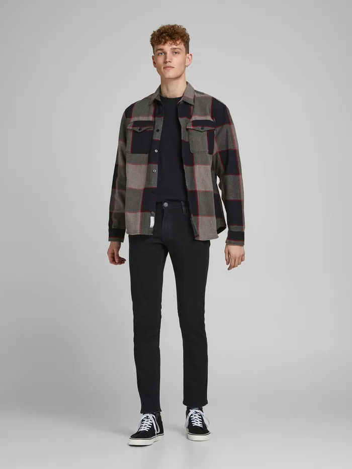 Slim Jeans JACK and JONES Mens GLENN FELIX AM 066 LID SLIM FIT JEANS Black Black Denim