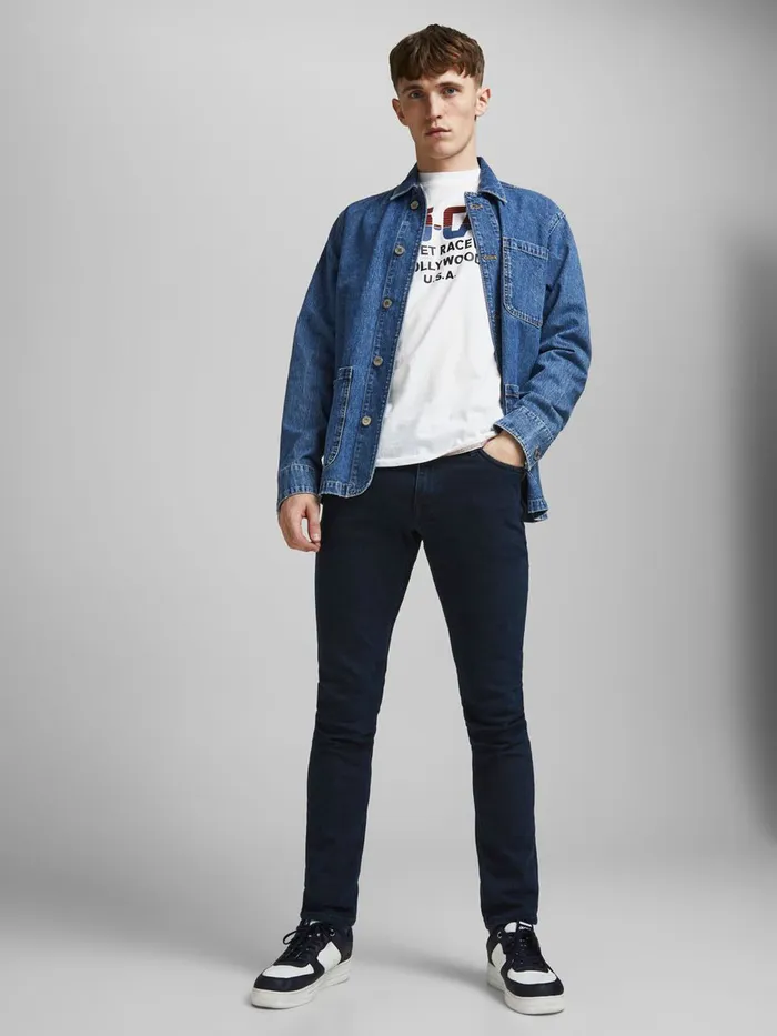 Slim Jeans JACK and JONES Mens GLENN FELIX AM 166 LID SLIM FIT JEANS Blue Blue Denim