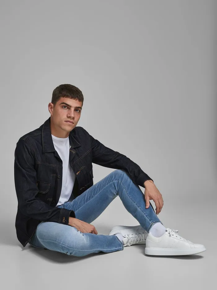 Slim Jeans JACK and JONES Mens GLENN FOX JJ 241 INDIGO KNIT SLIM FIT JEANS Blue Blue Denim