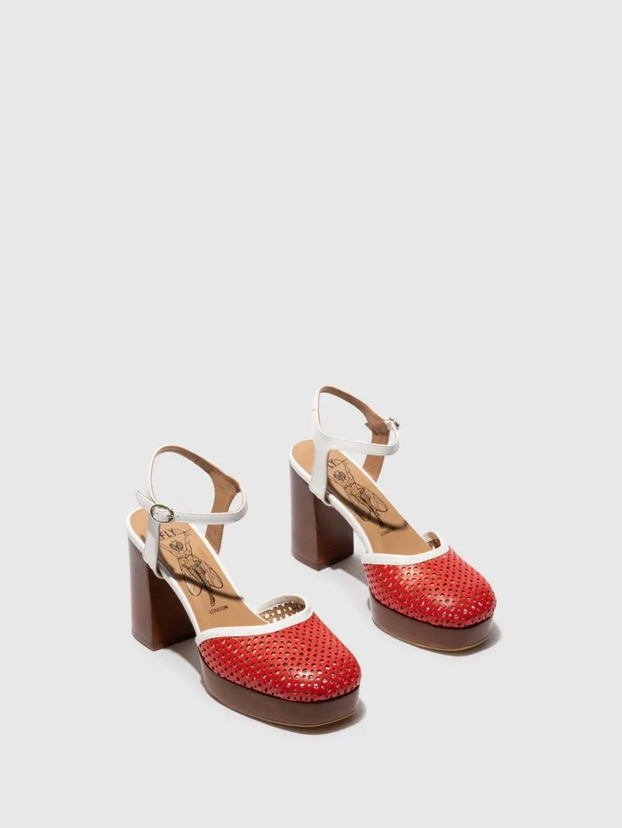 SlingBack Sandals ELZA241FLY DKREDWHITE Women Fly London Sandals
