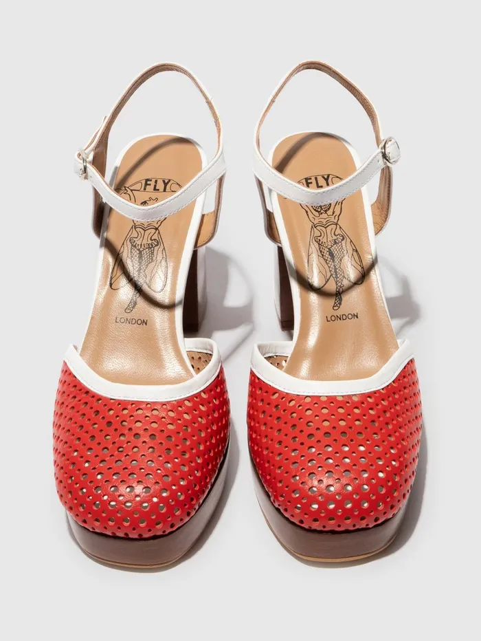 SlingBack Sandals ELZA241FLY DKREDWHITE Women Fly London Sandals