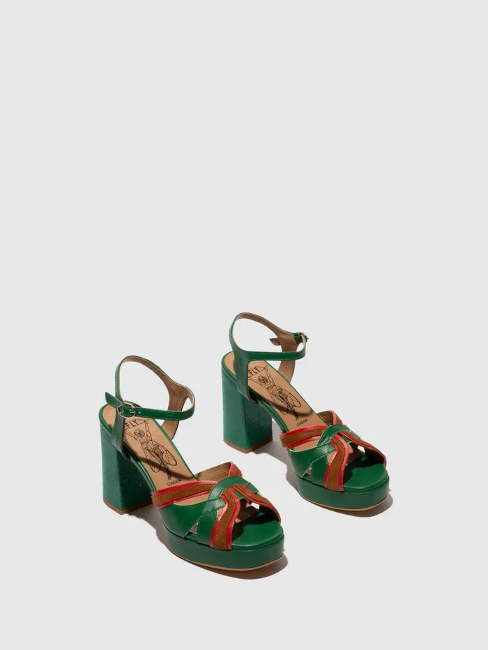 SlingBack Sandals EZUI240FLY EMERALDDKREDCAMEL Women Fly London Sandals