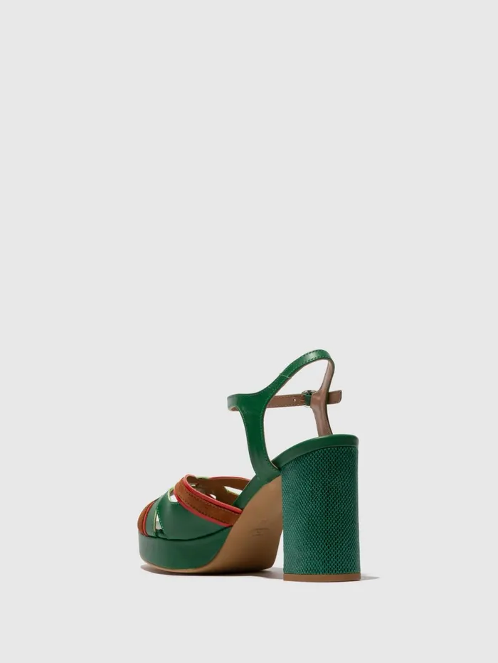 SlingBack Sandals EZUI240FLY EMERALDDKREDCAMEL Women Fly London Sandals