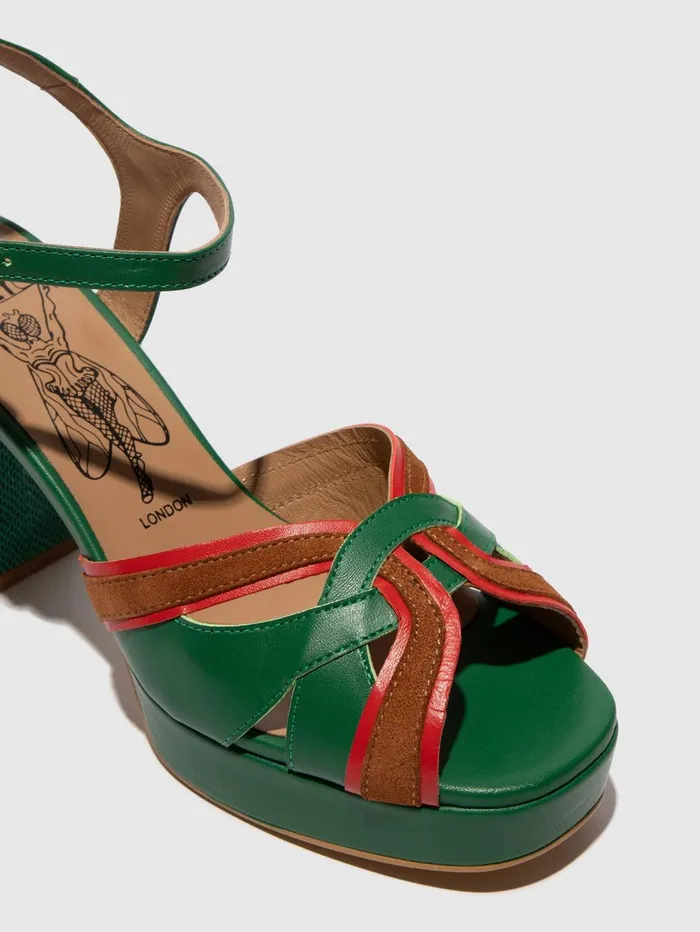 SlingBack Sandals EZUI240FLY EMERALDDKREDCAMEL Women Fly London Sandals