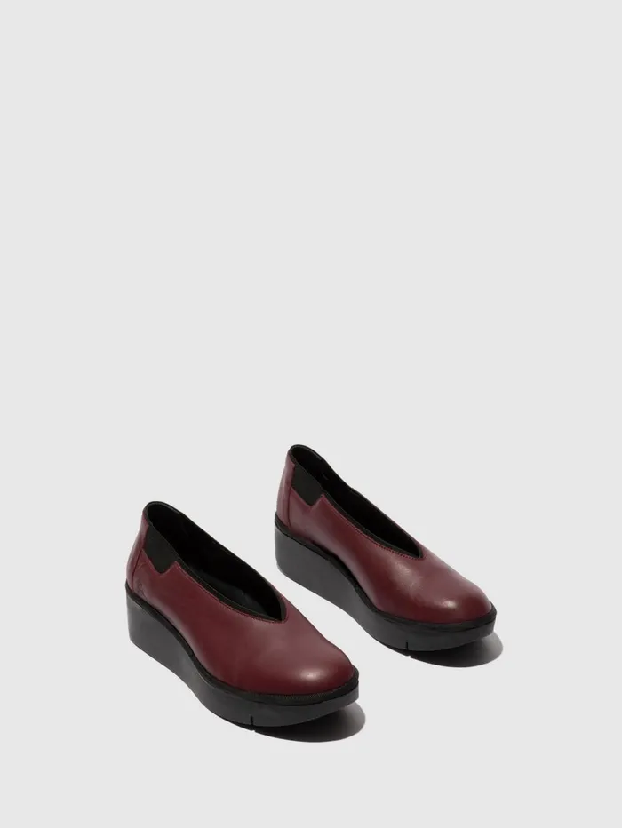Slipon Shoes JURY470FLY WINE BLACK ELASTIC Women Fly London Shoes