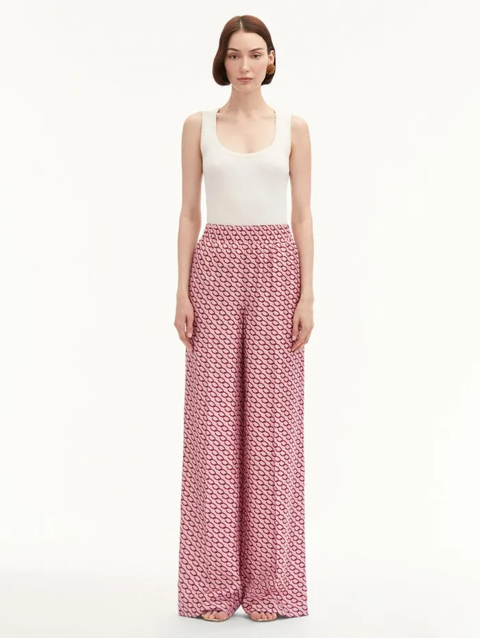 Small Oscar ChainLink Pant Beet Pink Women Oscar De La Renta Pants and Skirts Small Oscar ChainLink Pant Beet Pink Women Oscar De La Renta Pants and Skirts