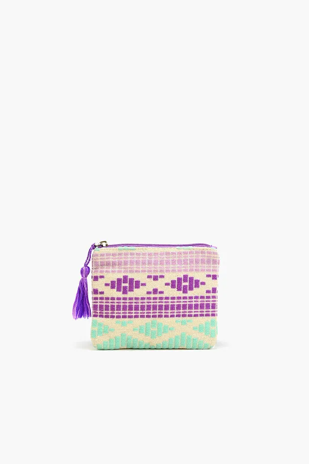 Small Pouches Women America and Beyond Violet Handwoven Jacquard Coin Bag