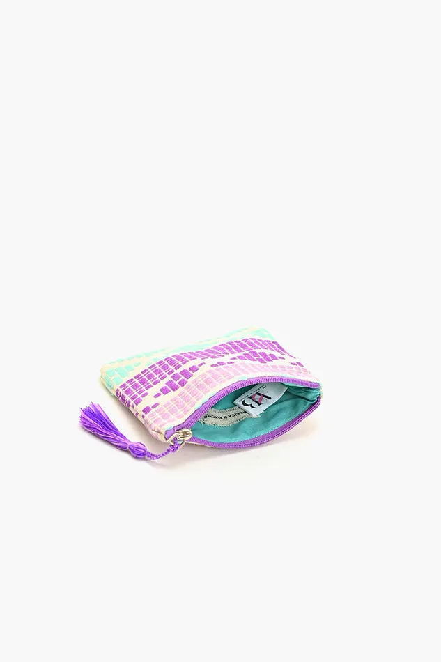 Small Pouches Women America and Beyond Violet Handwoven Jacquard Coin Bag