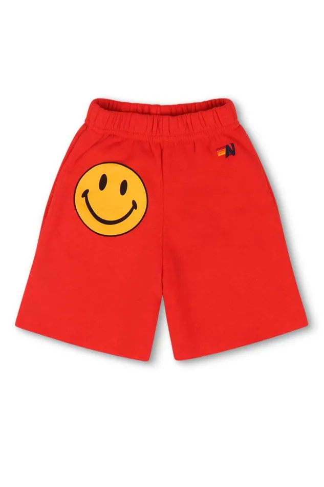 Smiley Sweatshorts 8211 Red Kids Aviator Nation Shorts