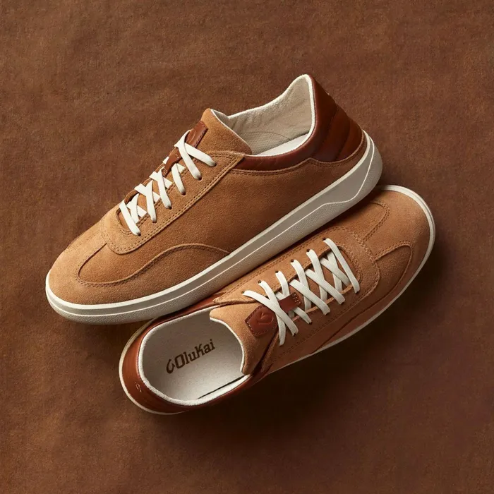 Sneakers Men Olukai Pnini Suede Leather Sneakers 8211 Tan Toffee