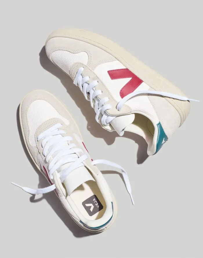 Sneakers Women Madewell Veja V10 Sneakers White Burgundy Brittany