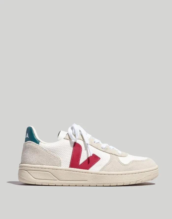 Sneakers Women Madewell Veja V10 Sneakers White Burgundy Brittany