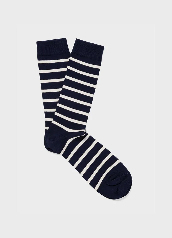 Socks Men Cotton Socks NavyArchive White Breton Stripe ussunspel