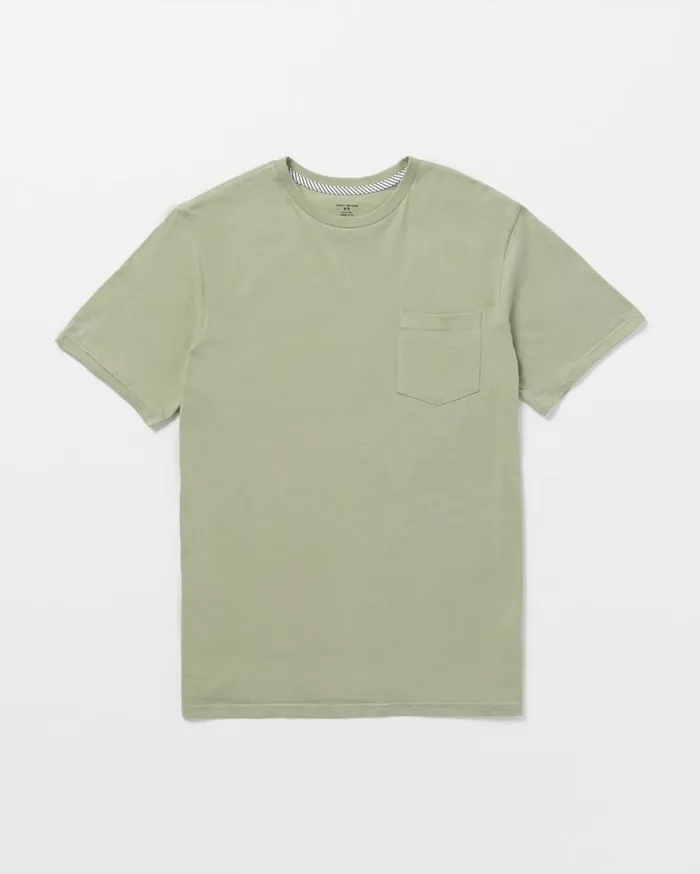 Solid Short Sleeve Shirt Pocket Tee 8211 Green Tea Mens Volcom Tops and Tees