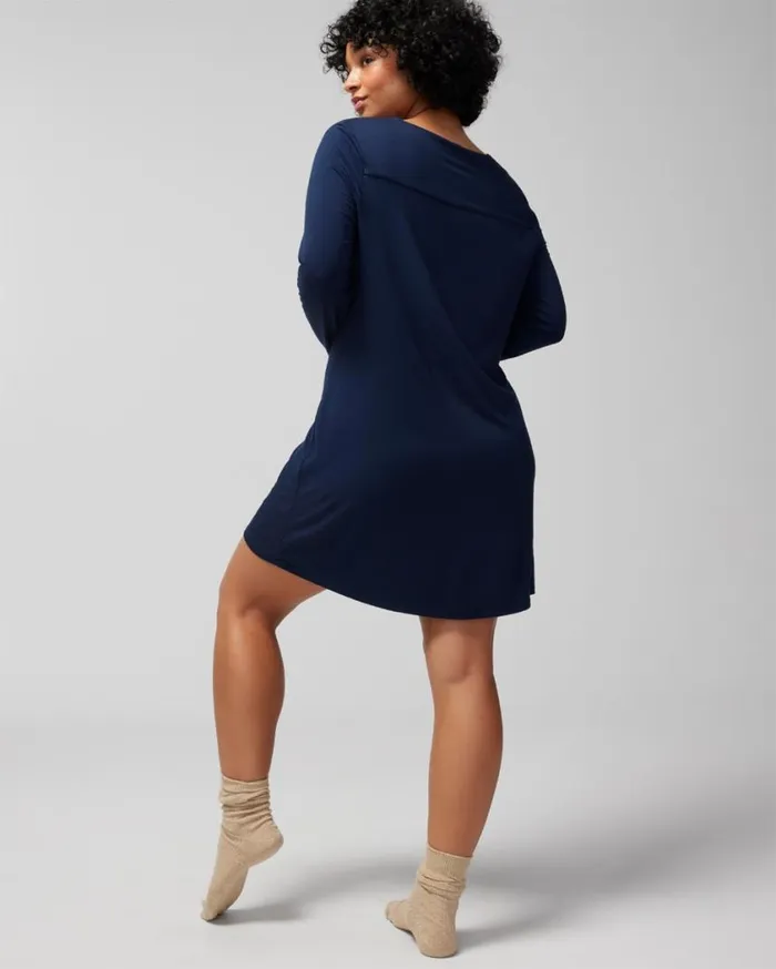Soma Cool Nights LongSleeve Sleepshirt Nightfall Navy Women Sleepshirts