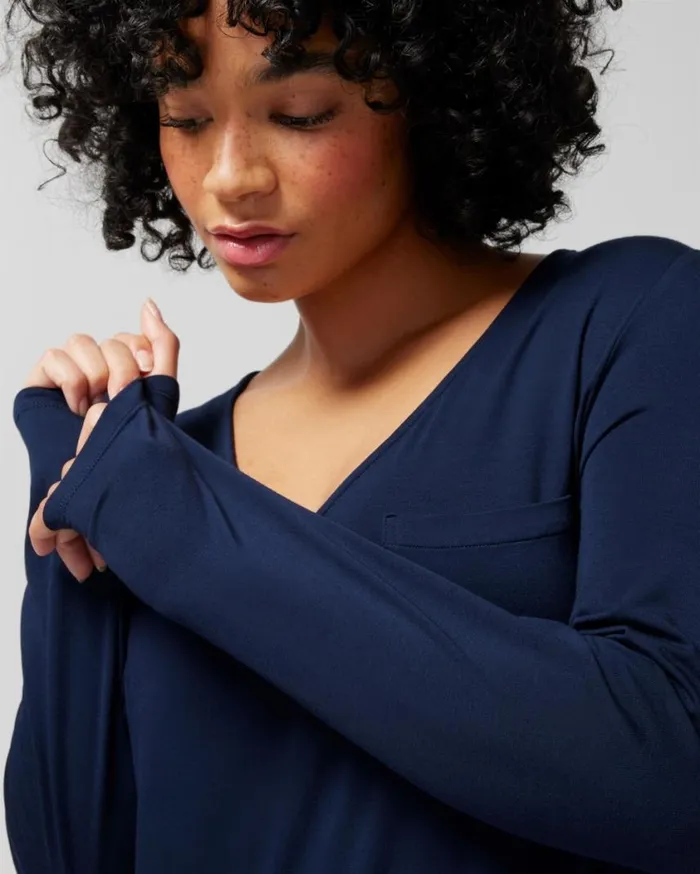 Soma Cool Nights LongSleeve Sleepshirt Nightfall Navy Women Sleepshirts