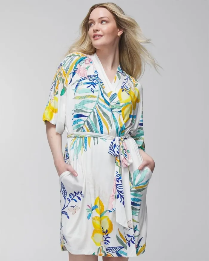 Soma Cool Nights Short Robe Lemon Squeeze Grand Ivory Women Matching Sets and Separates Soma Cool Nights Short Robe Lemon Squeeze Grand Ivory Women Matching Sets and Separates