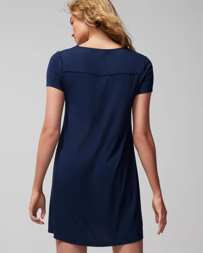 Soma Cool Nights ShortSleeve Sleepshirt Nightfall Navy Women Sleepshirts