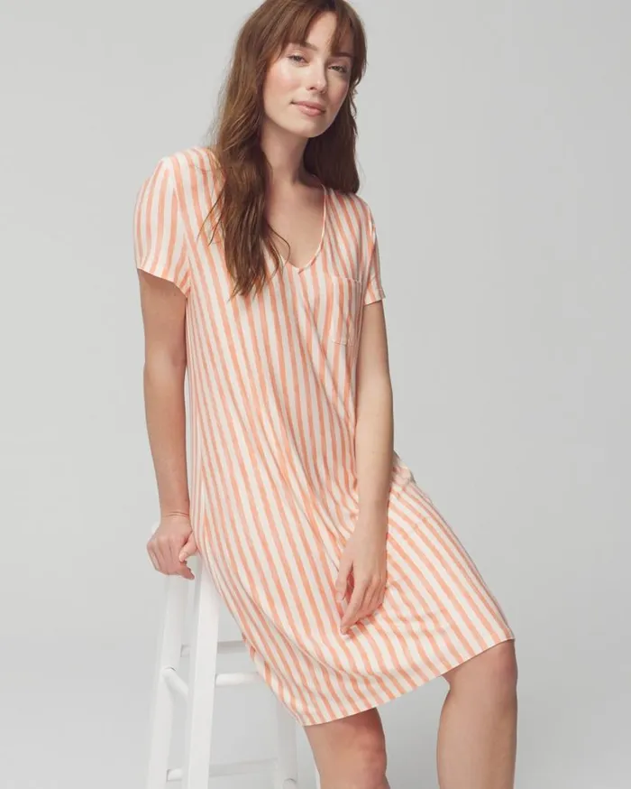 Soma Cool Nights ShortSleeve Sleepshirt Retreat Stripe Mini Melon Women Sleepshirts Soma Cool Nights ShortSleeve Sleepshirt Retreat Stripe Mini Melon Women Sleepshirts