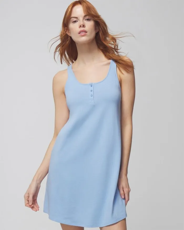 Soma Most Loved Cotton Tank Sleepshirt Heather Agate Women Sleepshirts