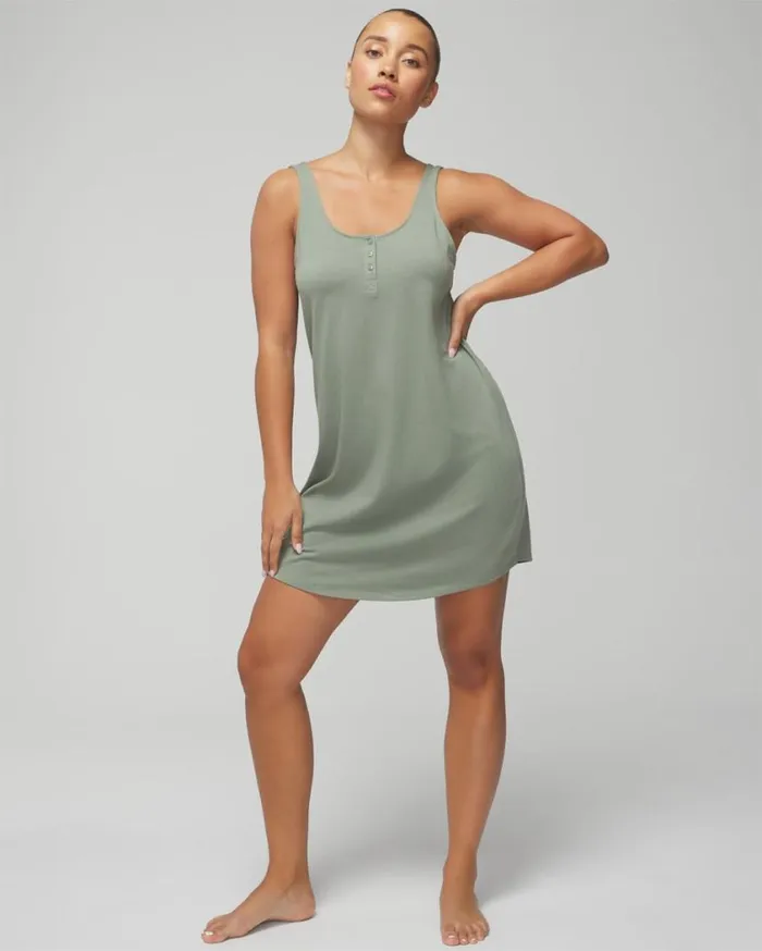 Soma Most Loved Cotton Tank Sleepshirt Heather Agate Women Sleepshirts