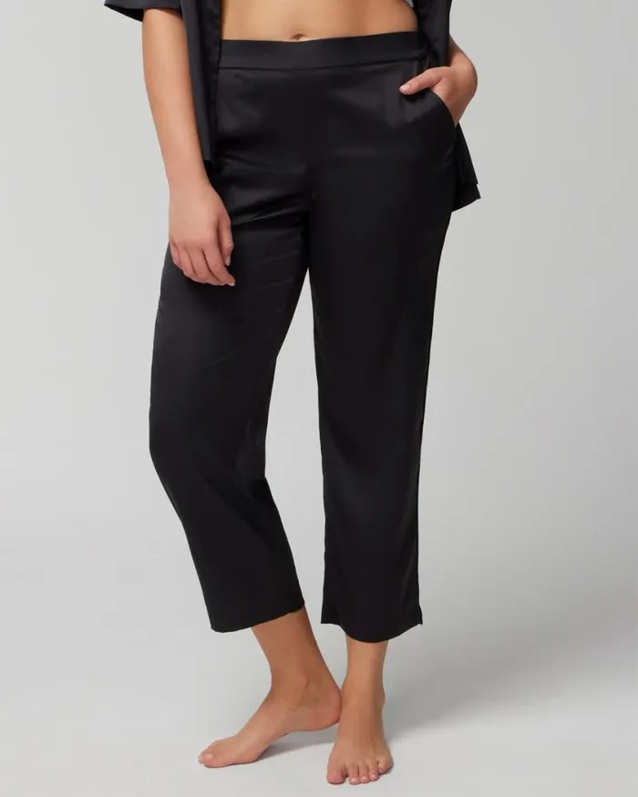 Soma Satin Ankle Pajama Pants Black Women Pajama Bottoms