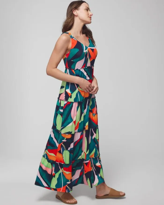 Soma Soft Jersey Tiered Maxi Bra Dress Isla Stripe Ink Blue Women Long Dresses
