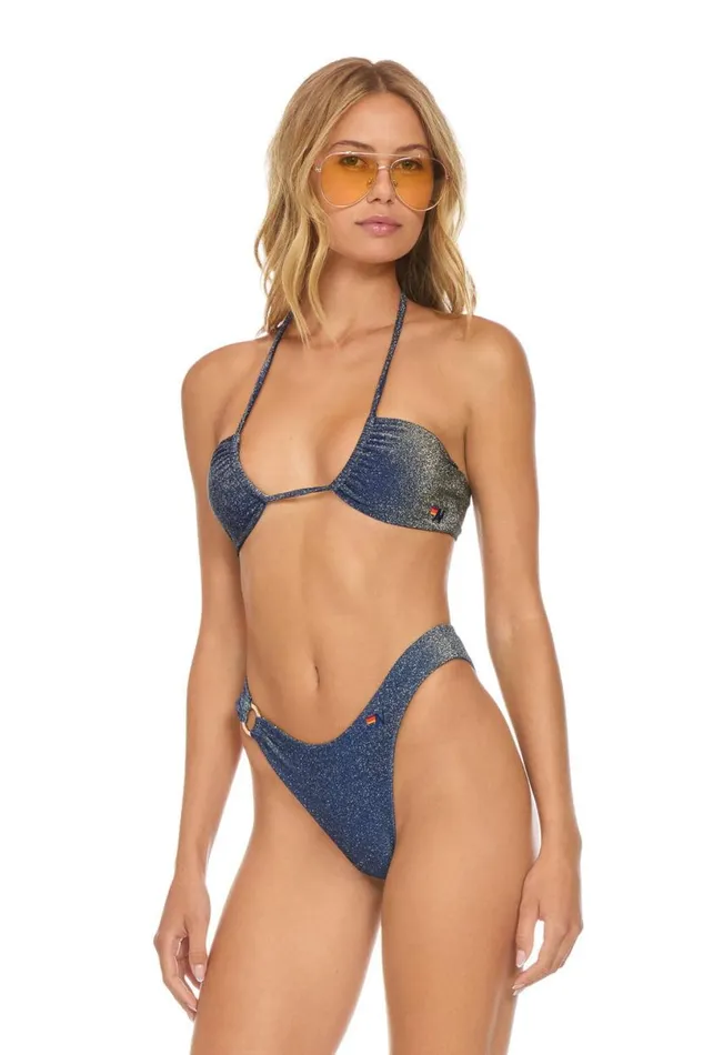 Sparkle Gypsy Ring HiCut Full Coverage Bikini Bottoms 8211 Navy Women Aviator Nation Swim Bottoms