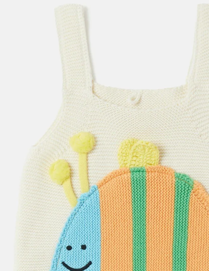 Stella McCartney Baby Boys Kids Striped Bumblebee Motif Bodysuit Ivory Stella McCartney Baby Boys Kids Striped Bumblebee Motif Bodysuit Ivory