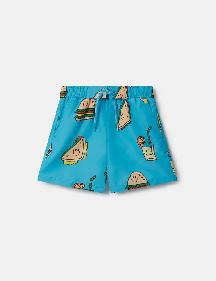 Stella McCartney Baby Boys Kids Veggie Sandwich Print Swim Shorts Blue
