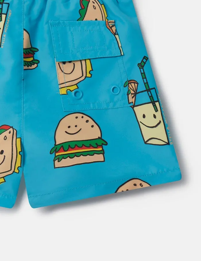 Stella McCartney Baby Boys Kids Veggie Sandwich Print Swim Shorts Blue Stella McCartney Baby Boys Kids Veggie Sandwich Print Swim Shorts Blue