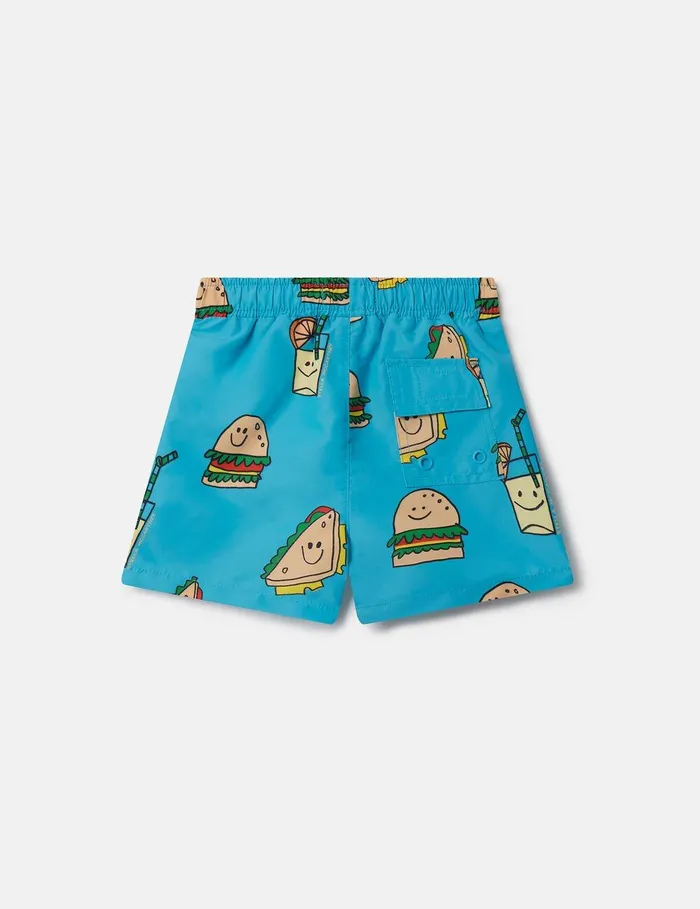 Stella McCartney Baby Boys Kids Veggie Sandwich Print Swim Shorts Blue Stella McCartney Baby Boys Kids Veggie Sandwich Print Swim Shorts Blue