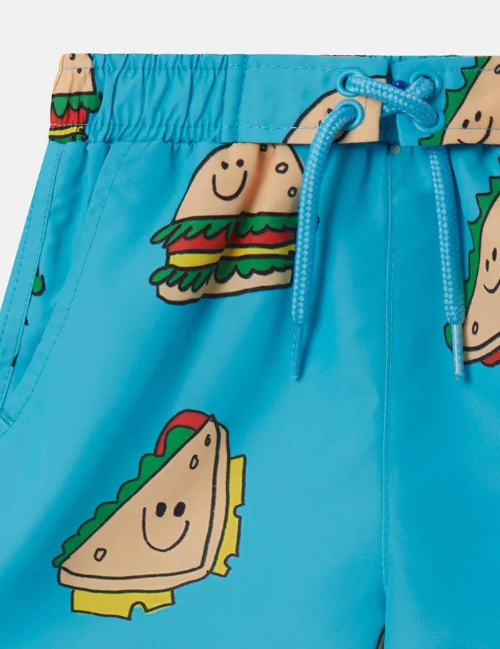 Stella McCartney Baby Boys Kids Veggie Sandwich Print Swim Shorts Blue Stella McCartney Baby Boys Kids Veggie Sandwich Print Swim Shorts Blue