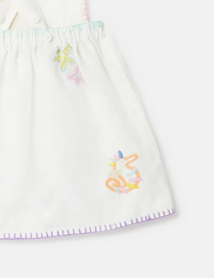 Stella McCartney Baby Girls Kids Summer Doodles Embroidery Pinafore Dress Ivory Stella McCartney Baby Girls Kids Summer Doodles Embroidery Pinafore Dress Ivory