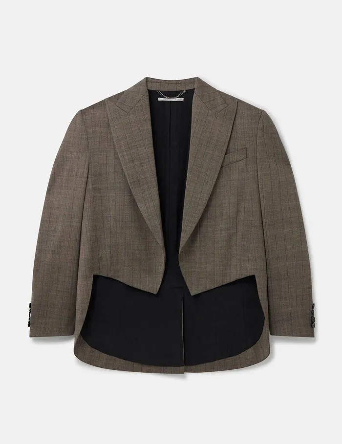 Stella McCartney Coats And Jackets Women Cropped Pinstripe Wool Blazer Stone Pinstripe Stella McCartney Coats And Jackets Women Cropped Pinstripe Wool Blazer Stone Pinstripe