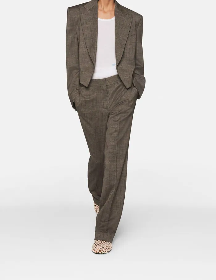 Stella McCartney Coats And Jackets Women Cropped Pinstripe Wool Blazer Stone Pinstripe Stella McCartney Coats And Jackets Women Cropped Pinstripe Wool Blazer Stone Pinstripe