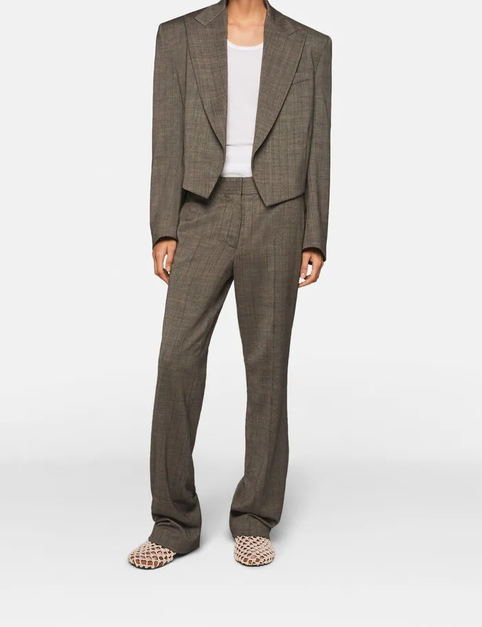 Stella McCartney Coats And Jackets Women Cropped Pinstripe Wool Blazer Stone Pinstripe Stella McCartney Coats And Jackets Women Cropped Pinstripe Wool Blazer Stone Pinstripe