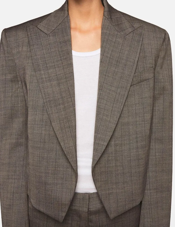 Stella McCartney Coats And Jackets Women Cropped Pinstripe Wool Blazer Stone Pinstripe Stella McCartney Coats And Jackets Women Cropped Pinstripe Wool Blazer Stone Pinstripe
