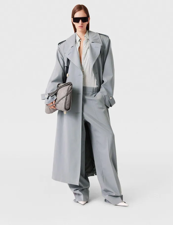 Stella McCartney Coats And Jackets Women Oversized Belted Trench Coat Mist