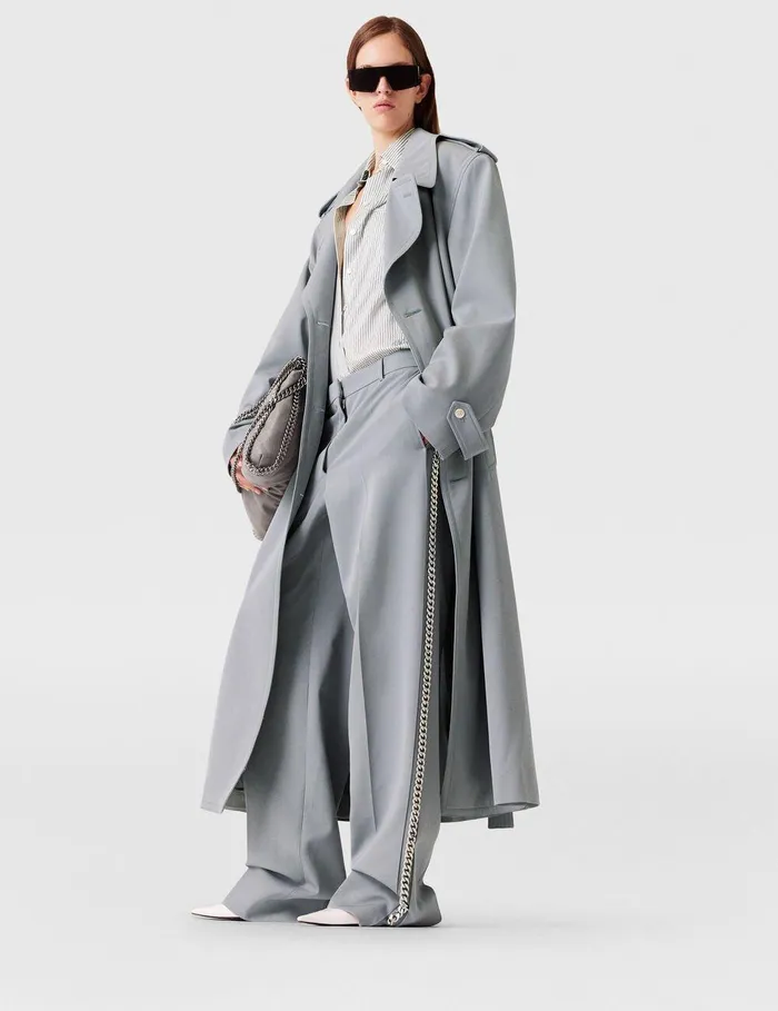 Stella McCartney Coats And Jackets Women Oversized Belted Trench Coat Mist Stella McCartney Coats And Jackets Women Oversized Belted Trench Coat Mist