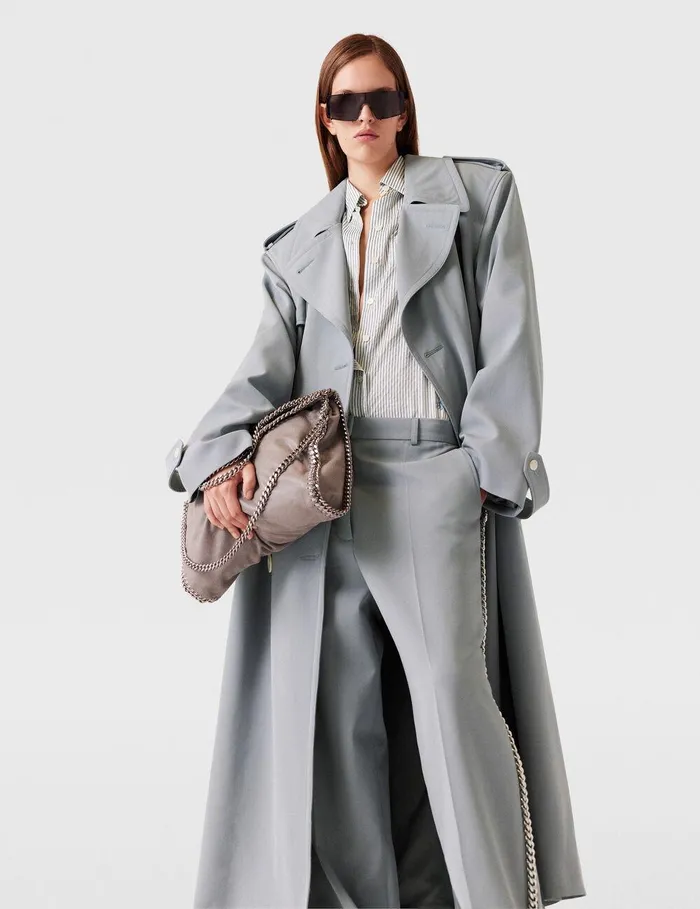 Stella McCartney Coats And Jackets Women Oversized Belted Trench Coat Mist Stella McCartney Coats And Jackets Women Oversized Belted Trench Coat Mist