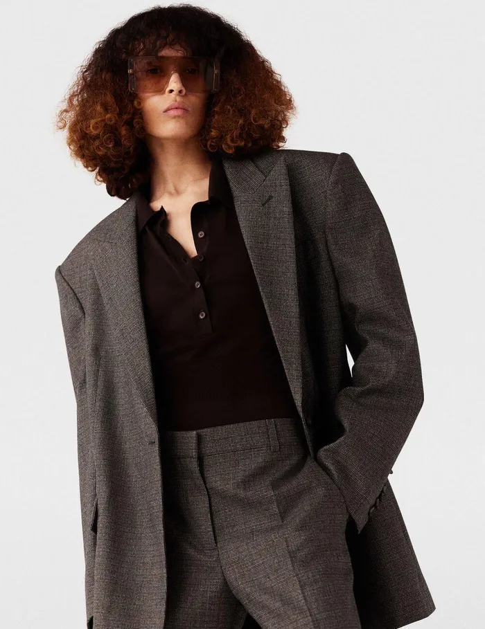 Stella McCartney Coats And Jackets Women Oversized SingleBreasted Blazer Charcoal Grey Stella McCartney Coats And Jackets Women Oversized SingleBreasted Blazer Charcoal Grey