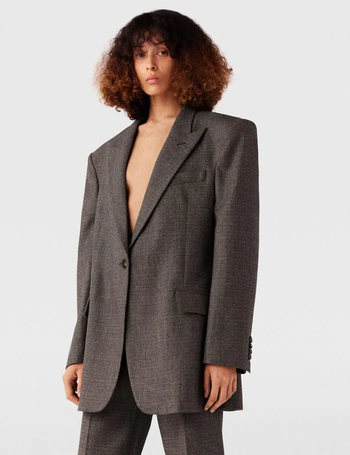 Stella McCartney Coats And Jackets Women Oversized SingleBreasted Blazer Charcoal Grey Stella McCartney Coats And Jackets Women Oversized SingleBreasted Blazer Charcoal Grey