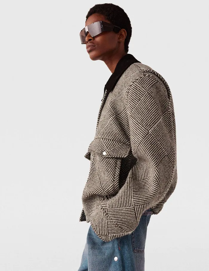 Stella McCartney Coats And Jackets Women Oversized Tweed Bomber Jacket Beige Tweed Stella McCartney Coats And Jackets Women Oversized Tweed Bomber Jacket Beige Tweed