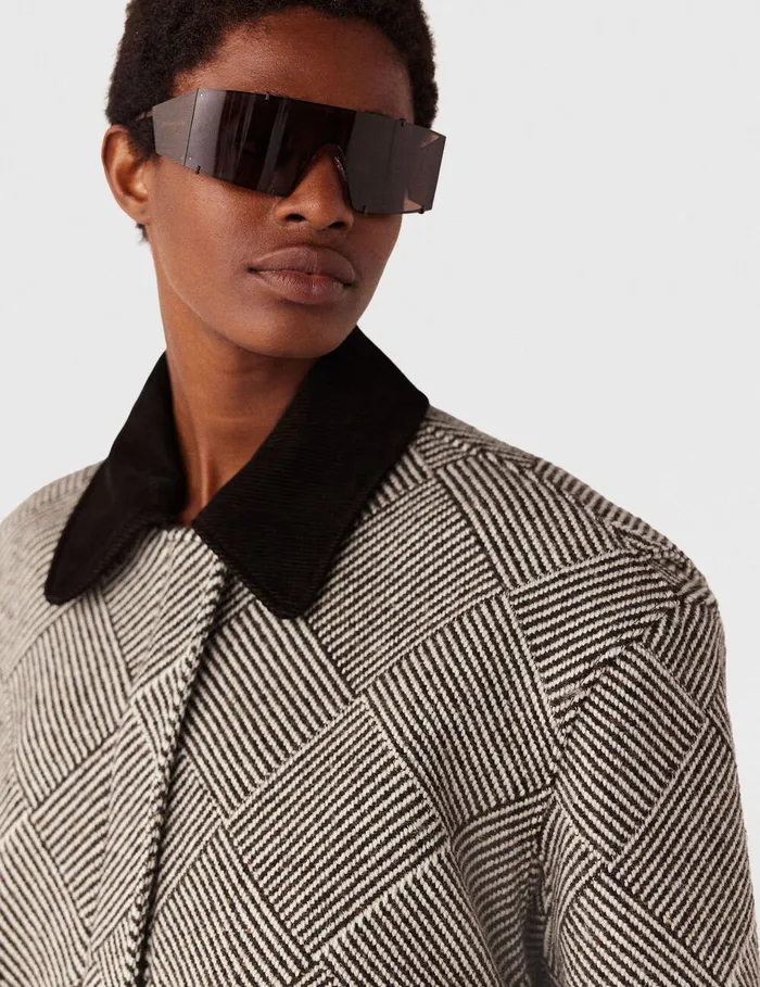 Stella McCartney Coats And Jackets Women Oversized Tweed Bomber Jacket Beige Tweed Stella McCartney Coats And Jackets Women Oversized Tweed Bomber Jacket Beige Tweed