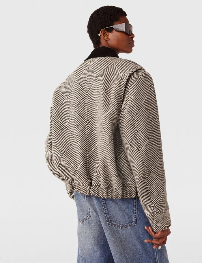 Stella McCartney Coats And Jackets Women Oversized Tweed Bomber Jacket Beige Tweed Stella McCartney Coats And Jackets Women Oversized Tweed Bomber Jacket Beige Tweed