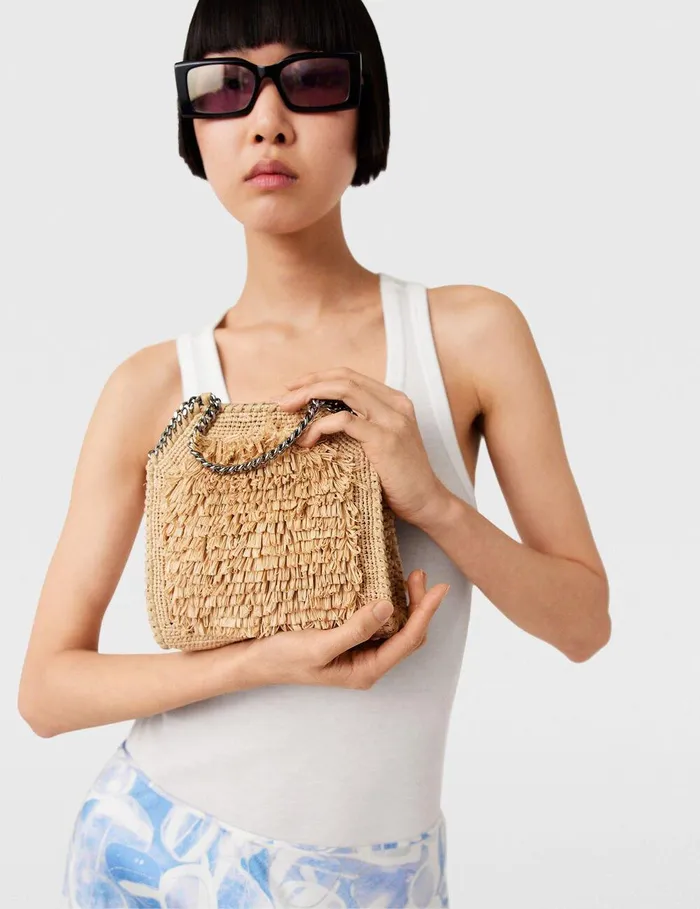 Stella McCartney Crossbody Bags Women Falabella Raffia Tiny Tote Bag Natural Stella McCartney Crossbody Bags Women Falabella Raffia Tiny Tote Bag Natural